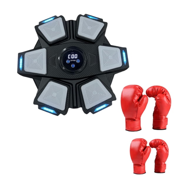Máquina de boxeo inteligente con objetivo de pared, música electrónica, objetivo de pared, equipo de reacción para ejercicios de kickboxing en casa Negro