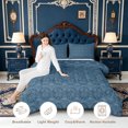 thumbnail image 3 of Erosebridal Deep Teal Paisley Twin Comforter Sets,Elegant Ethnic Motif Bedding Set,2pcs,1 Comforter and 1 Pillowcase,Navy Blue Reversible, 3 of 7