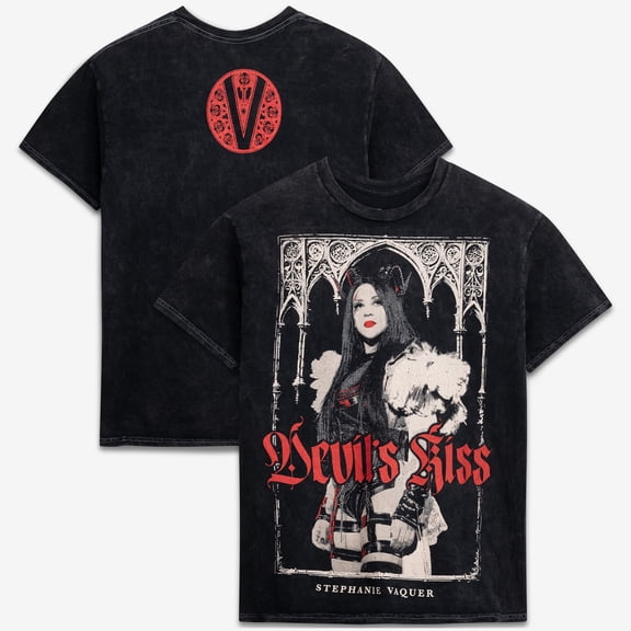 Men's Ripple Junction Black Stephanie Vaquer Devil's Kiss Medieval Gothic Arch Graphic T-Shirt