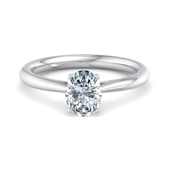 Kiva Jewel 1.88 Ct Oval Cut Lab Created Diamond Engagement Ring - 14K White Gold Plated Rings - Women's Wedding Jewelry - Romantic Gifts for Her - Minimalist Anniversary Ring - Bridal Rings