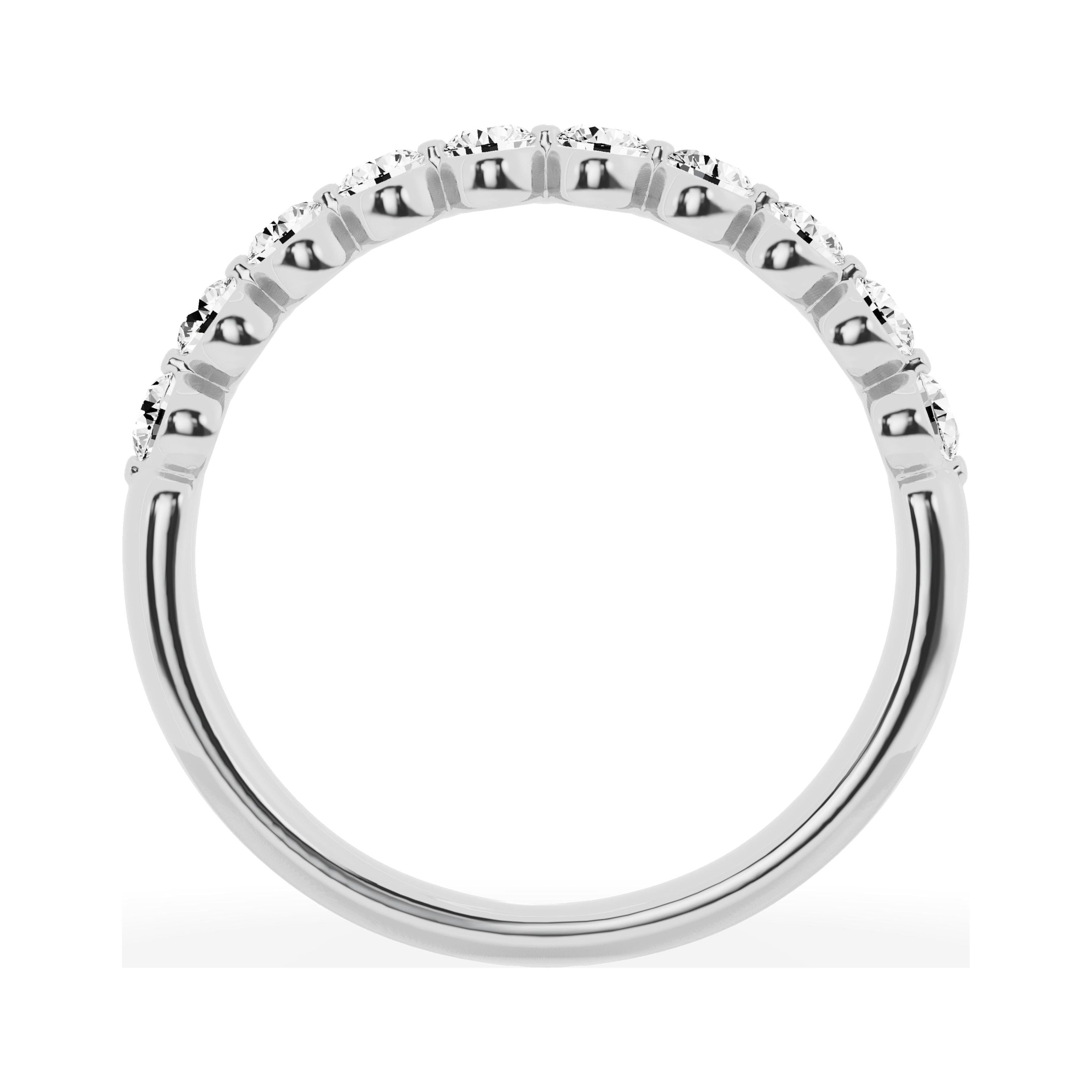 Unique Moments 1/2 Ctw Diamond Wedding Ring Stackable Womens Anniversary Band 10K White Gold