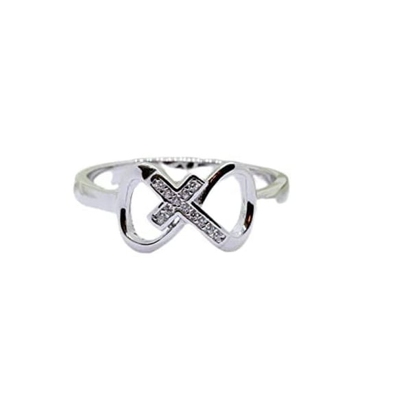 HeartsAndYou 0.5ct Round Cut Moissanite Engagement Ring for Women Infinity Criss Cross 18k White Gold Over Silver