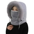 thumbnail image 2 of Zipper Integrated Face Mask Hat with Fuzzy Trim, 2025 Winter Fleece Balaclava for Men and Women, Cold Weather Windproof Beanie for Outdoor Activities, Travel, and Daily Commute - Light Ashy, 2 of 5