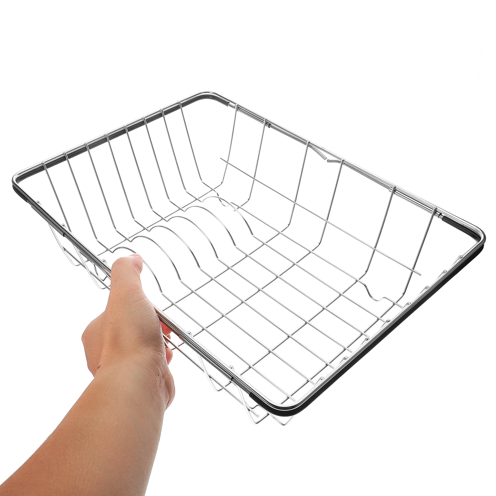 FRCOLOR Stainless Steel In-Sink Dish Rack Extendable Design Expandable in Sink Dish Drying Rack Adjustable Sink Dish Drainer Drying Rack