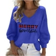 thumbnail image 3 of Craaazy Christmas Womens Shirts Christmas Printed Long Sleeve V Neck Fashion Clothing Xmas Womens Tops Gifts, 3 of 3