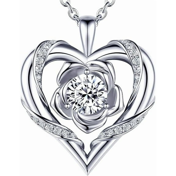 2 Ct Round Lab Created Diamond Women Heart Shape Pendant Necklace 14k White Gold Plated