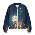 thumbnail image 4 of Xixirimido Women's Windbreaker Bomber Jacket Zip Up Jacket Fall Winter Casual Coat Lightweight Women Loose Fit Outerwear with Pockets, Mushrooms Moon Starry Night, Small, 4 of 7