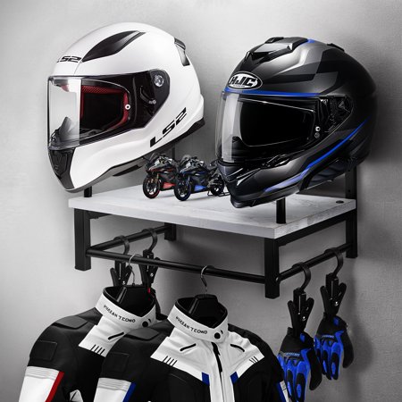 Motorbike helmet holder wall mount, motorbike helmet holder, helmet holder with 4 glove clips, hanging rack for motorbike accessory storage helmet holder