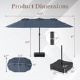 thumbnail image 3 of Gymax Parasol de Patio Double Face de 15 Pi avec 48 Lumières DEL Solaires, Base Incluse pour Piscine, Gris, 3 of 10