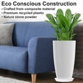 thumbnail image 3 of Gamexcel 21 Inch Indoor/Outdoor Round Tall Planters,Modern Resin Vase with Drainage Holes for Balcony and Patio Deck - 2Pack, White, 3 of 7