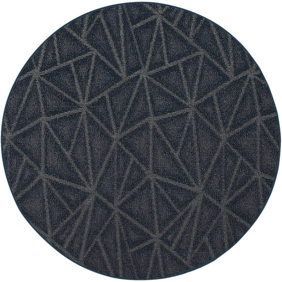 Indoor Outdoor custom size area rugs made in USA pattern Geometrical comes in Ten colors and Nine shapes rectangular,round,square,runners,oval,hexagon,octagon,half round - Navy, 2' Round Area Rugs
