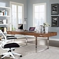 thumbnail image 4 of Computer Work Desk, Walnut, Wood, Stainless, Home Office Business, Modern Contemporary HB33183, 4 of 4