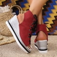 thumbnail image 4 of Rokment Women's Leopard High Top Fashion Sneakers Platform Wedge Sandals 2026 Summer Casual Lace up Fish Mouth Open Toe Chunky High Heels Slingback Sandals Red Size 9, 4 of 7