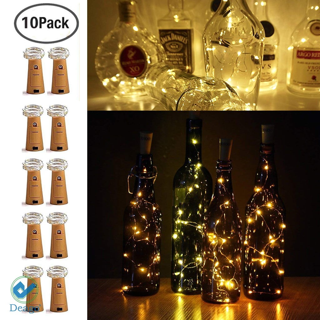 Deago 15 LED Wine String Lights with Cork, 10 Pack Bottle LED Light 2