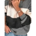 thumbnail image 4 of FASHIONWT Women Casual Long Sleeve Striped Jumper Sweater Crew Neck Knit Pullover Top, 4 of 4