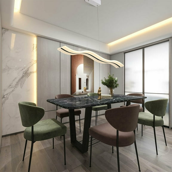 Modern Acrylic Chandelier LED Ceiling Lamp Pendant Light Linear Wave Shape 38W