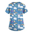 thumbnail image 5 of Womens Easter Scrub Tops V-Neck Short Sleeve Stretch Bunny/Egg Printed Nurse Working Uniforms, 5 of 5