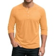 thumbnail image 2 of Txeol 3/4 Sleeve Blouse for Men Solid Casual Button V Neck Henley Shirts Cotton Comfy Workout Tees Tops,Orange,XL, 2 of 6