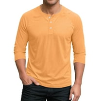 Men's 3/4 Sleeve Crew Neck T-Shirt Button Down Tee Henley Shirts Casual Athletic Lightweight Pullover Tops Basic