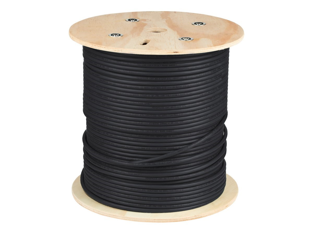 Monoprice Cat6A Ethernet Bulk Cable - 1000 Feet - Black | Network Internet Cord - Solid, 550Mhz, FTP, CMR, Pure Bare Copper Wire, 10G, 23AWG, No Logo