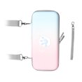 thumbnail image 4 of Lindo estuche de transporte con forma de pata de gato, cubierta protectora dura de cuero PU con correa para el hombro y cuerda de mano para consola de juegos Switch, degradado rosa y azul, 4 of 5