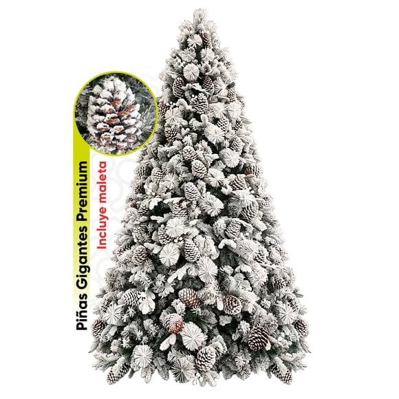 Árbol De Navidad Nevado 2.50m Premium * Piñas Gigantes * Alberta Spruce Artego Nieve Pino Artificial Frondoso Navideño + Maleta De Almacenamiento Christmas Tree Decoración Navideña Flocked Snow
