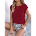 thumbnail image 4 of Women Round Neck Sweater Vest Sleeveless Summer Casual Shirts Knit Tank Top Wine Red XL, 4 of 9