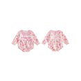 thumbnail image 2 of BemeyourBBs Baby Girl My First Birthday Outfit Clothes 1st Birthday Romper with Bow Long Sleeve Cupcake Print Bodysuit, 2 of 9