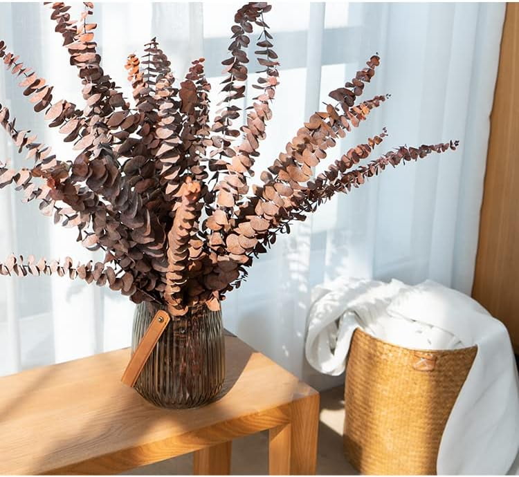 20 PCS Dried Eucalyptus Bundle,100% Natural Fresh Eucalyptus Stems, 17" Real Shower Eucalyptus Hanging, Ideal for Vase Filler, Bathroom Aromatherapy, Wedding Decor,Red