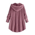 thumbnail image 4 of MIUOWANP Winter Fuzzy Fleece Jacket Women Plus Size Button Plush Tops Hooded Loose Cardigan Wool Coat Winter Jacket, 4 of 4
