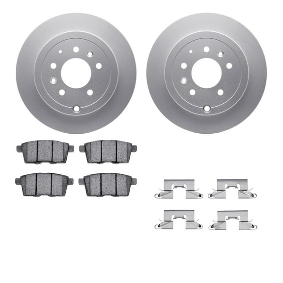 Dynamic Friction Company Rear Geospec Brake Rotors with 5000 Advanced Brake Pads includes Hardware 4512-80093
