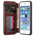 thumbnail image 2 of Apple iPod Touch 5, Ipod Touch 6, Touch 7, Wrist Strap Kickstand Pu Leather Magnetic Wallet Case Cover with Card Slots - Brown, 2 of 4