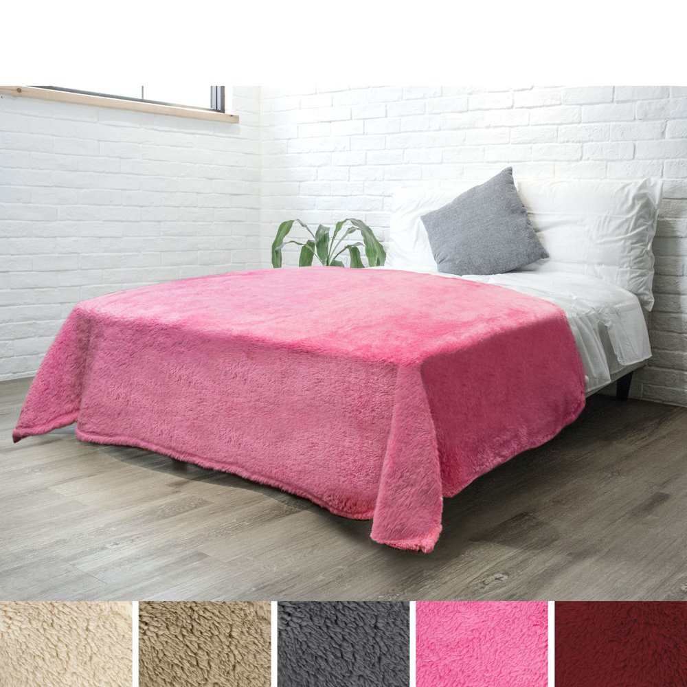 PAVILIA Luxury Sherpa Twin Size Bed Blanket Fluffy, Plush, Large
