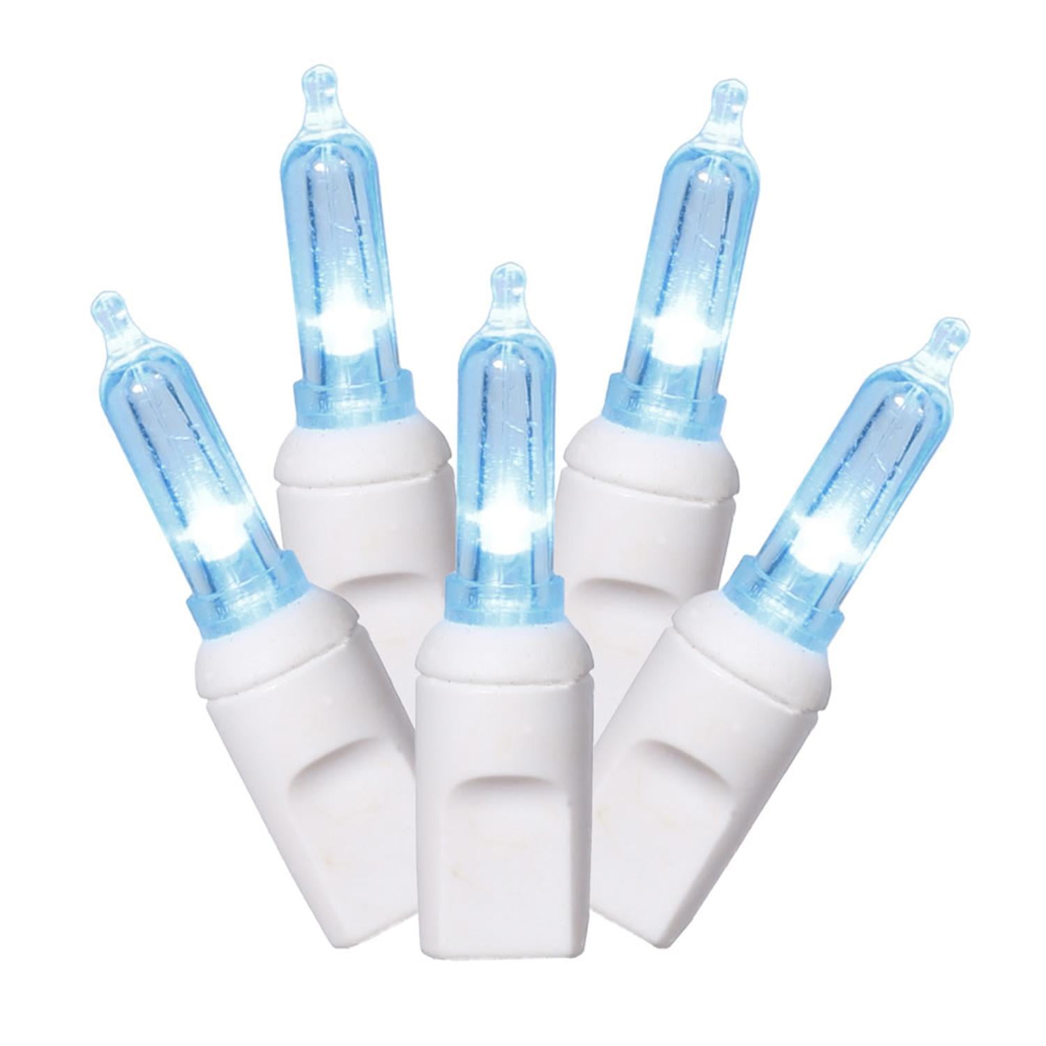 Set of 100 Teal Blue LED Italian Mini Christmas Lights White Wire