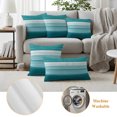 thumbnail image 5 of Outdoor Pillow Covers 24x24 Set of 2, Teal Green Ombre Stripes Waterproof Patio Throw Pillow Covers for Couch Sofa Chair, Modern Farmhouse Lines Art Decorative Pillowcases for Throw Pillows, 5 of 9
