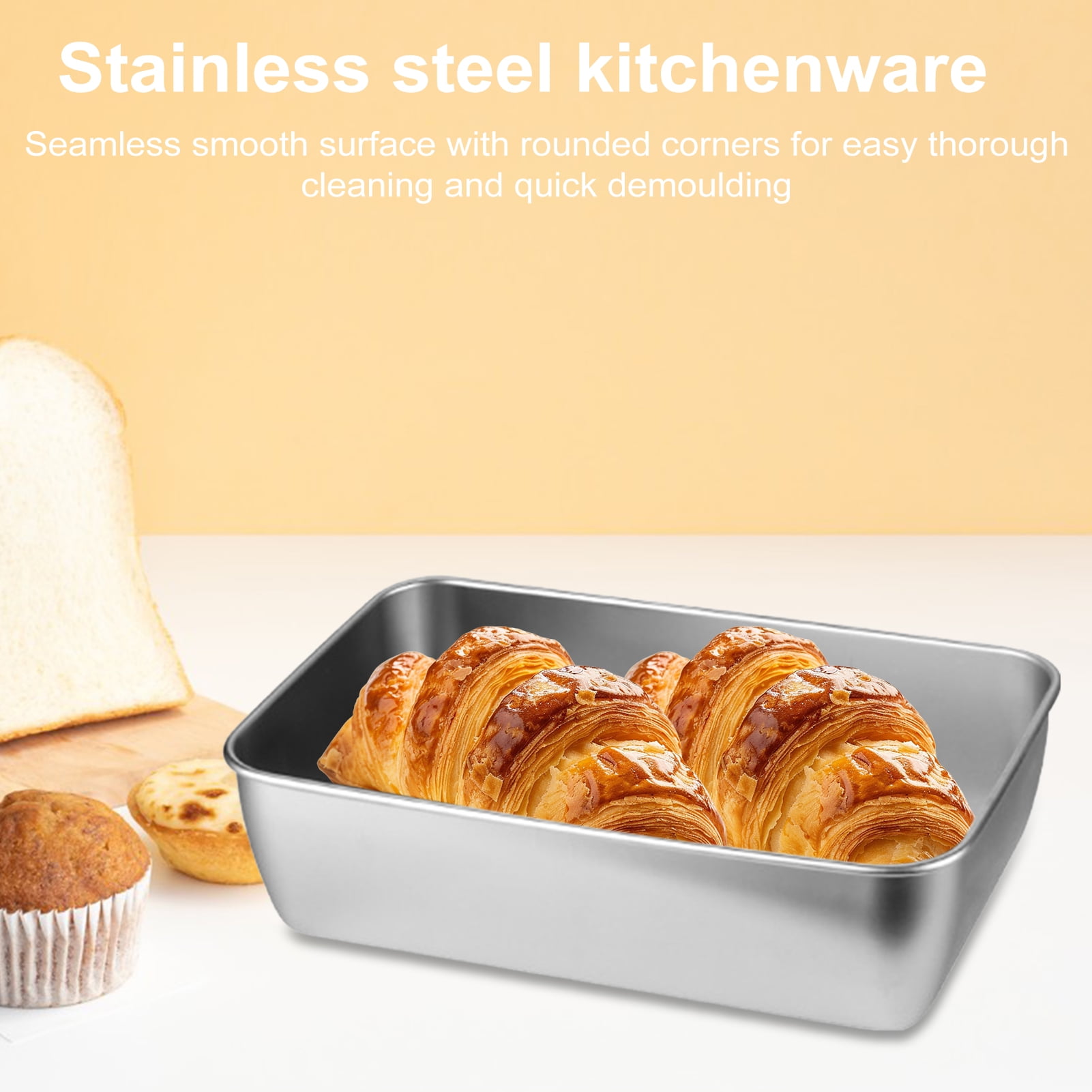 Rectangular Bread Trayknick Durable Stainless Steel Rectangular Bread Loaf Pan for Baking ...