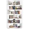 thumbnail image 2 of Homieasy 7-Tier Corner Bookshelf - Freestanding L-Shaped Etagere with Baffle for Home Office, Living Room & Bedroom,White, 2 of 8