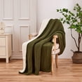 thumbnail image 6 of ZXNYH Acrylic White Cable Knit Sherpa Throw Blanket – Thick, Soft, Big, Cozy Ivory White Knitted Fleece Blankets for Couch, Sofa, Bed – Large 60 x 80 Inches Ivory White Coverlet, 5.2 Pounds, 6 of 8