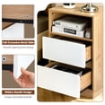 thumbnail image 3 of Hassch Contemporary Bedside Table with Angled-Edge Drawers, Two-Tone White & Oak Nightstand, Upper Open Shelf Design, Easy Assembly, 3 of 9