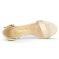 thumbnail image 4 of Sandalias Tacones Chunky De La Correa Del Tobillo Punta Abierta Satín Para Mujeres Desnudo 36, 4 of 6
