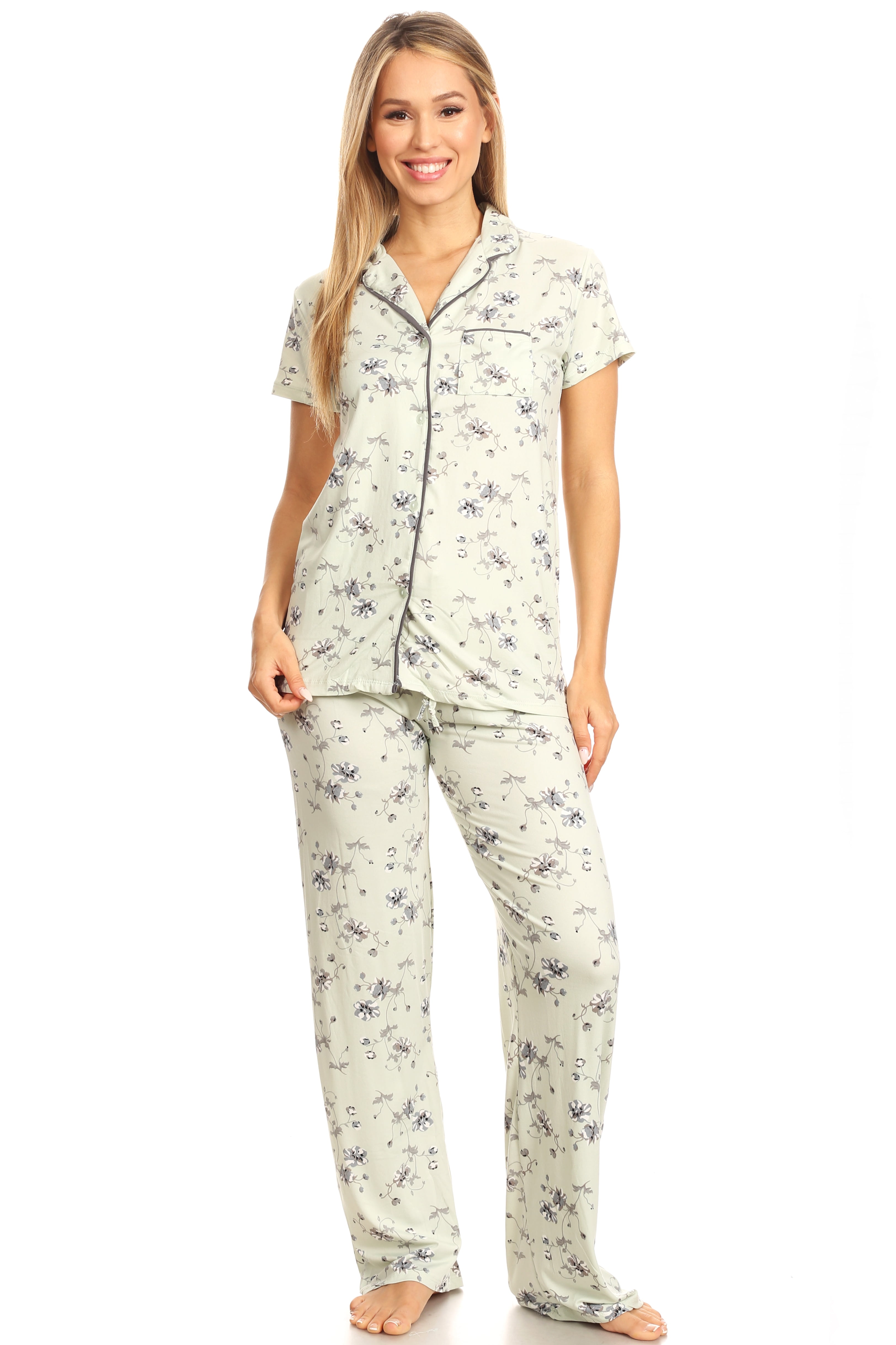 Premiere Fashion - Womens Sleepwear Pajamas Set Woman Short Sleeve ...