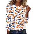 thumbnail image 1 of Mujeres Manga Larga Tops Casual de Moda Retro Impreso Suelto Tee, Cuello Redondo Suéter Blusa para el Uso Diario, Manga Larga Vestido de Línea para las Mujeres, 1 of 4