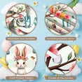 thumbnail image 3 of Cartoon  Easter Bunny Banner Blue Bow Tie Rabbit Door Cover Pink Polka Dots Fluffy Texture Bunny Backdrop for Easter Decoration Door Decor Kids Party, 3 of 8