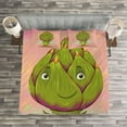 thumbnail image 3 of Ambesonne Artichoke Quilted Bedspread Set 3 Pcs, Vegetable Character Funny, King Size, Green and Rose, 3 of 3