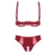 thumbnail image 4 of Conjunto de lencería para mujer, ropa interior de charol brillante sin entrepierna, correas ajustables, sujetador con aros y bragas con entrepierna abierta, 4 of 5