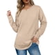 Women's Long Sleeve Pullover Casual Color Block Sweatshirt Trendy Crew Neck Pocket, A01# Green, S
