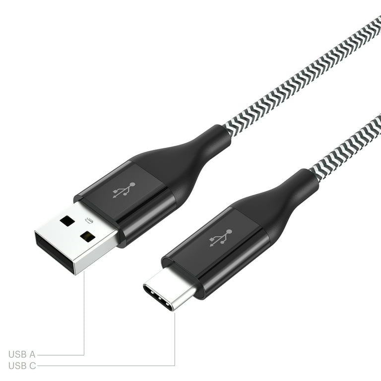 Auto Drive USB-C to USB-A, 6ft, Charging & Data Sync Cable (60W), Braided,  Black Single Pack 