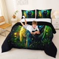 thumbnail image 3 of Manfei Wild Wolves Queen Comforter Set,Dark Moon Woodland Comforter Sets Queen,Green Black,Black Reversible,3 Pieces,1 Comforter and 2 Pillowcases, 3 of 7