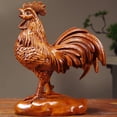 thumbnail image 1 of Wooden rooster figurine, rosewood carved rooster, handicraft, solid wood zodiac rooster, home decor, living room decoration., 1 of 4