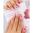 thumbnail image 2 of 24 piezas de uñas medianas con diseños, uñas postizas acrílicas de ataúd, pegamento artificial de bailarina en las uñas, dijes de resina de conejo y diamantes de imitación para decoración de uñas de, 2 of 7